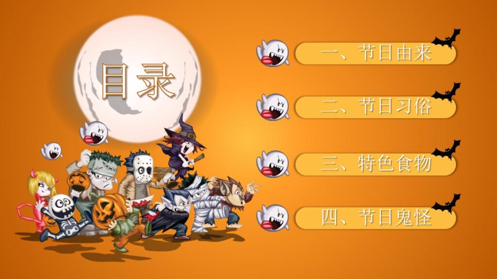 图片[3]-可爱卡通万圣节介绍PPT模板-千文网